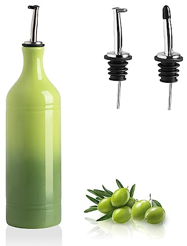 Sweejar Large ceramic olive oil dispenser bottle, opaque, protects oil and reduces oxidation, suitable for storing oil, vinegar, soy sauce and other liquids,