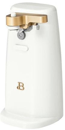 Drew Barrymore - Abrelatas eléctrico con hoja de acero inoxidable, función de giro automático (glaseado blanco)