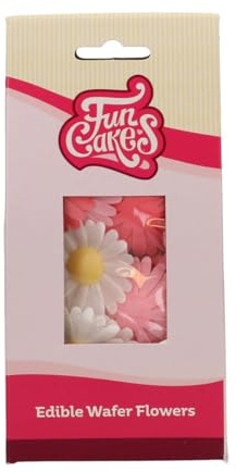 FunCakes Flores de Papel Comestibles Margarita - 13 Piezas - Decoraciones Comestibles para Tartas, Cupcakes, Pasteles y Bollería - Decoración de Tartas, Pastelería