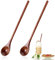 Ouligay 2 cucharas de madera de mango largo, 20 cm, juego de cucharas de madera de mango largo, cucharas largas de miel, cucharas de café largas para café, miel, té, sopas, cocinar (marrón oscuro)