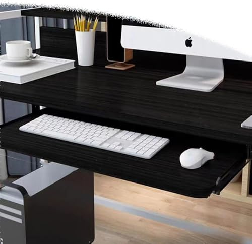 IMUNKT Cassetto per Tastiera Estraibile sotto Scrivania, Vassoio per Tastiera Scorrevole, 54/60/70x27cm, Supporto Tastiera per Scrivania E Tavolo PC, Porta Mouse(Black,28x11(70x27cm))