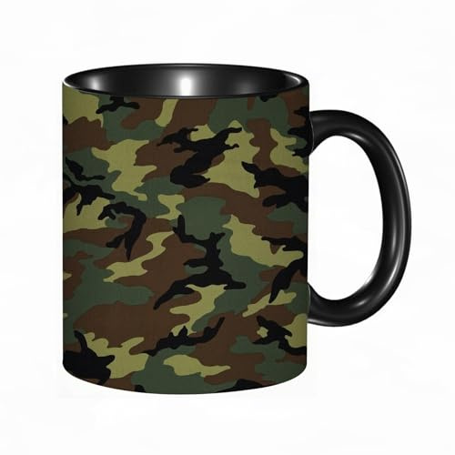 reyawdf Original Tasse mit lustigem Design,Camo-Armee-Camouflage-Grün,330ml, für Kaffee- und Teeliebhaber, als Geschenk für Weihnachten, Geburtstag und mehr