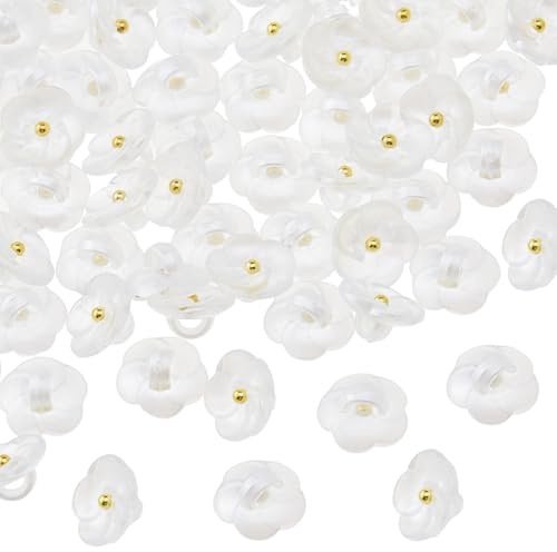 SUPERFINDINGS 100 stycken blomknappar för sömnad genomskinlig blusknapp ett hål dekorativa knappar transparent hartsknapp för sömnad gör-det-själv handgjorda pysselkläder dekoration