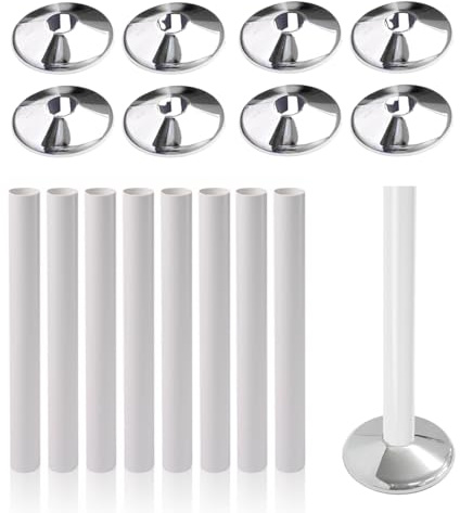 Marco Paul 8pc Radiator Pipe Collars Chrome And Radiator Pipe Covers White 200mm X 15mm PVC Sleeves For Heating Pipes - Radiator Accessories For Protecting Pipes - Easy To Install and Heat Resistant