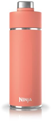 Ninja Thirsti Wasserflasche, Thermobecher to go, 700ml, auslaufsicherer Deckel, für kohlensäurehaltige, heiße & kalte Getränke, dreifach isolierter Travel Mug, Edelstahlflasche, Koralle, DW2401EUUKPE