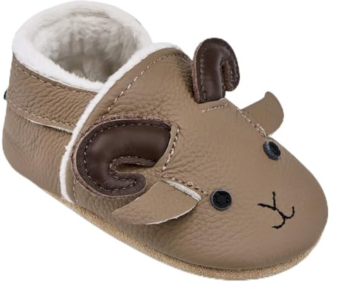 IceUnicorn - Scarpine per gattonare invernali per neonati, in morbido pile, con fodera calda, scarpe per primi passi in pelle liscia e morbida, 6-12 mesi