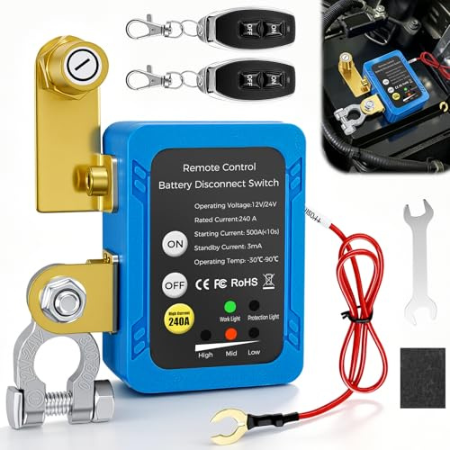 Coupe Circuit Batterie 12V 24V 240A Coupe Batterie avec Télécommande pour Moto Voiture Camping Car Camion Tracteur RV ATV Bateau