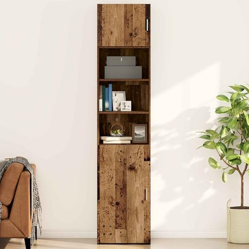 LoogCape Armario de pared rústico de madera recuperada, 50 x 42,5 x 40 cm, material de madera con puerta y espacio de almacenamiento para salón, comedor, pasillo, oficina