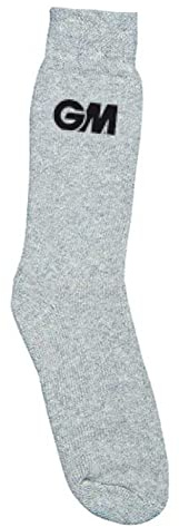 GM | Cricket Socks | Premier Sports Fabric Mix | Grey with GM | Logo | One Size Adult 6-13 | One Pair | Gunn & Moore