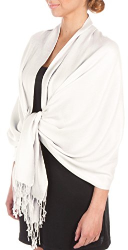 Sakkas Seidig Weich Pashmina Fühlen Schal/Stola - Weiß