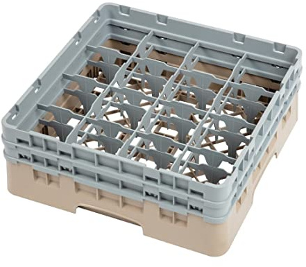 Voetglazenkorf m/2 opzetstukken 500x500 H 184mm max 133mm 16 comp. Cambro 16S434-184 Beige