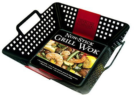 Charcoal Companion Grosser Grill Wok, antihaft, quadratisch, schwarz, 28.58 x 31.19 x 8.99 cm, CC3114