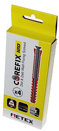 Corefix 4 x 120mm Heavy Duty Dot & Dab Wall Fixings - Plasterboard Over Blockwork Wall Plugs & Screws - For TV Wall Bracket, Radiators, Shelving & More - Holds 100kg On 4 Fixings