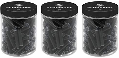 Schneider Cartuchos estándar de tinta (para pluma estilográfica, 3 x 100 unidades color negro) (negro, caja de 100, 3 unidades)