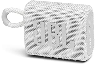 JBL GO 3 Wireless Bluetooth Portable Speaker with Integrated Loop for Travel with USB C Charging Cable, White