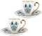 KARACA Iznik Turkish Coffee Cup Set for 2 People - 4 Piece Cups with Saucers - Small Porcelain Espresso Set - Ideal for Serving Greek, Arabic Coffee (80 ml)