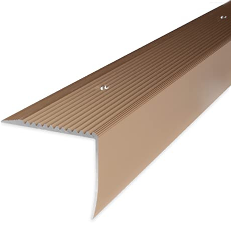 PROVISTON | Trappkant | Aluminiumanodiserad | Bronsljus | Bredd 50 mm | Höjd 28 mm | Längd 1000 mm | Borrade | Trappkantprofil | Trappvinkel | Vinkelprofil | Kombinera vinkel | 1 del