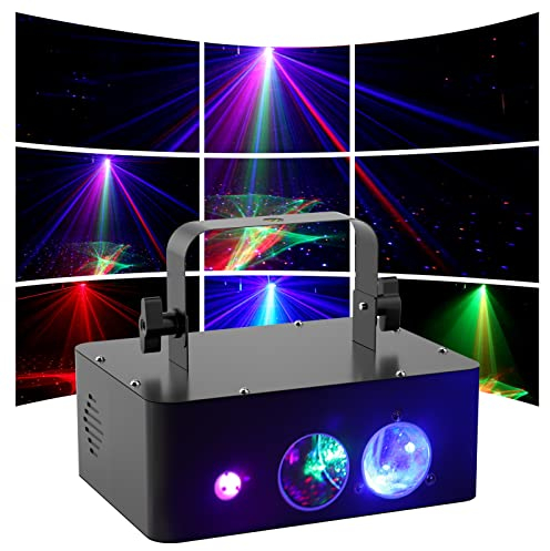 48W RGB Disco Partylichter, 3W Blaue LED DJ Bühnenlichter mit Aurora Aqua Sternenhimmel 3 in 1 Effekt DMX Voice Activated Silent Wärmeableitung Effekt Spot Lights für Party Club Dekoration Geschenke