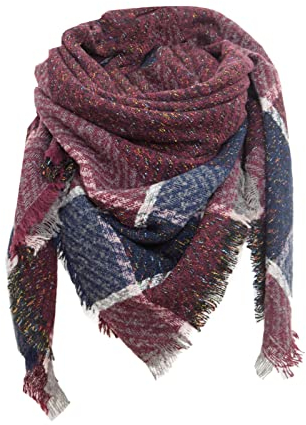 Zilosconcy Kaschmir Schal Damen Xxl Herren Schal Blau Winter Strickschal Damen Grün Loop Schal Damen Grün Rot Damen Winterschal Bunt Wolleschal Deckenschal Halstuch Scarf Herbstschal