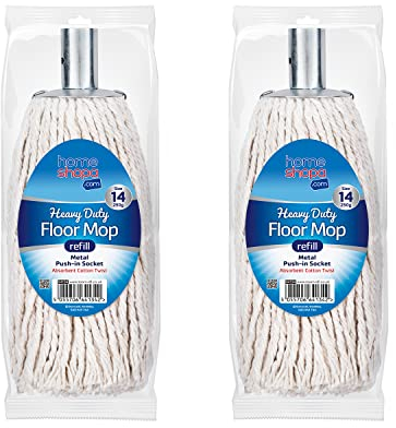 HOMESHOPA 1 Pack Cotton Mop Heads Replacement, 14 Size Super Absorbent Mop Refill Head with Metal Socket, Heavy Duty Floor Cleaning