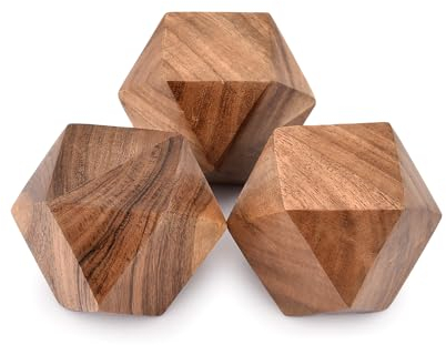 Indus Lifespace Acacia Wood Decorative Wood Ball for Centerpiece or Individual Use Ideal for Use in Living, Dining Room Home Décor (7.62cm x 7.62cm x 7.62cm), (Set of 3)
