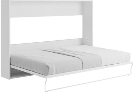 Vente-unique Malina II - Cama Plegable (140 x 200 cm), Apertura Horizontal Manual, Color Blanco