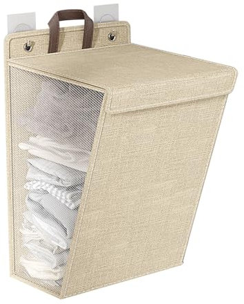 Cesto Per La Biancheria da Appendere al Muro, Cesti Per La Biancheria da Parete Pieghevoli Cesto Per La Biancheria da Appendere Cesto Per Armadio Pensile Portatile Per Armadio(Medium-Beige)