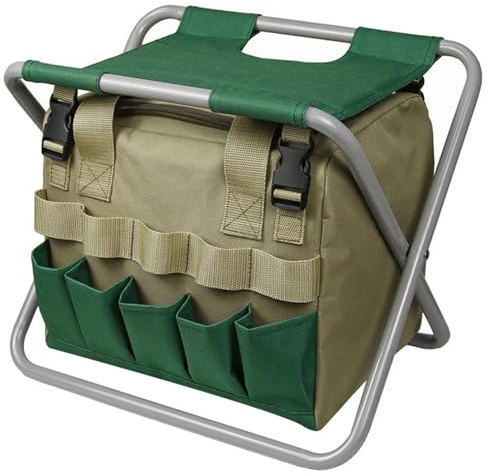 Tabouret de jardin, siège de jardin pliant avec sac de rangement amovible, banc de jardinage multi-poches, siège d'outils de jardinier portable à fermeture éclair pour adultes, outils de jardinage, ba