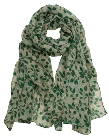 RIIQIICHY Schals Tücher für Damen Halstuch Damen Schal Tuch Grün Halstücher Frühling Sommer Herbst Winter Leichter Dünn Groß Schal Blattmuster Kopftuch