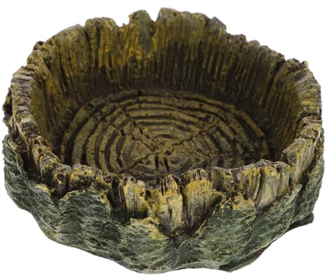 WOONEKY Reptilien Futternapf Wassernapf Aus Harz Holzmaserung Design Für Terrarien Schildkröten Und Echsen