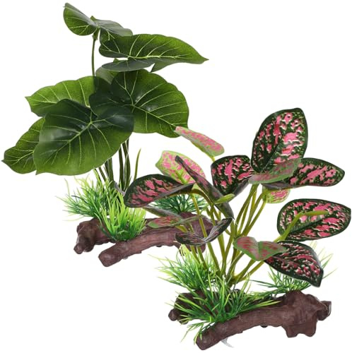 Toddmomy Artificial Aquarium Plants 2 Pack Realistic Plastic Fish Tank Decorations Underwater Aquarium Plants for Fish Hideout Durable and Easy Maintenance