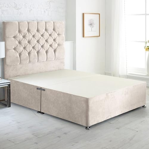 ComfoRest Modern 5FT King Size Divan Bed No Drawer - Cream Naples | British-made sturdy frame, 151.5 x 200.5cm for a comfortable, restful night's sleep, designed for lasting comfort and...