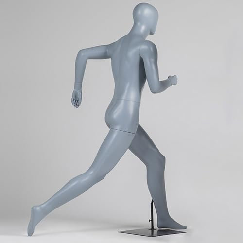 Innovz Maniqui Maniquí de Pie Corriendo de Fibra de Vidrio, Maniquí Deportivo Musculoso Realista para Tiendas de Artículos Deportivos, Maniquí de Cuerpo Entero para Escaparate(Male - Gray,Style 3)