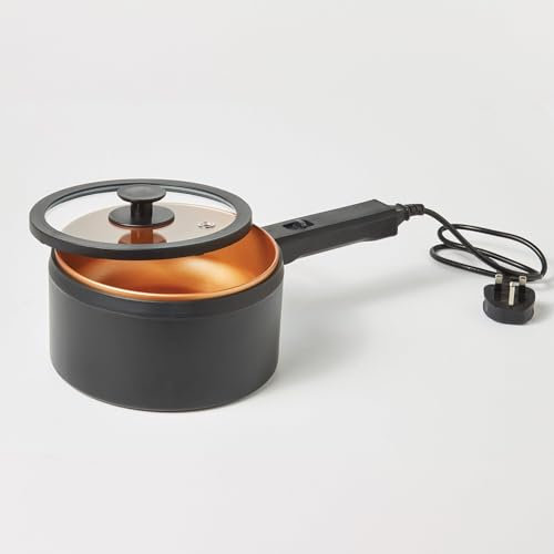 Coopers Of Stortford Hot Pot Electric Saucepan, Mini Electric Skillet Portable Nonstick Sauté Pan with Power Adjustment, Rapid Ramen Cooker Travel Multicooker Electric Pot for Steak/Soup