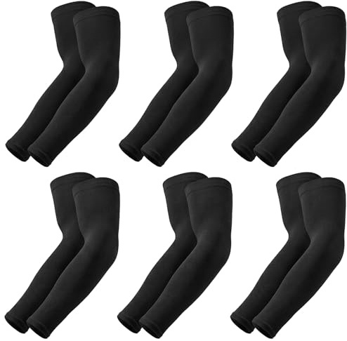 6 pares de mangas de brazo con protección UV para hombres y mujeres, mangas de sol de compresión y enfriamiento para deportes, entrenamiento y cubierta de tatuajes, unisex