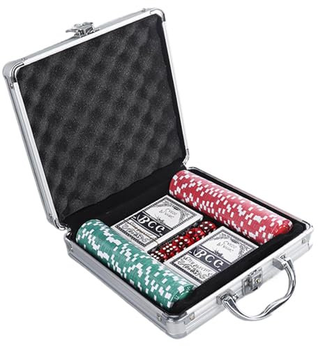 Mlllokfki Poker Chips Set for Texas Holdem, Professional Poker Chips Set, Poker Chips with Aluminum Case, Texas Hold'em Poker Set, Blackjack Poker Chips, Complete Poker Game Set,