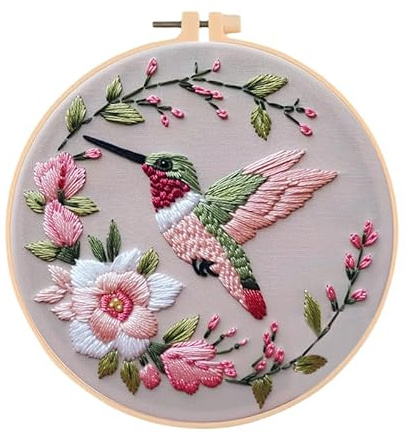 Huacan Embroidery Kits for Beginners, DIY Embroidery Starter Kit with Instruction (Flower)