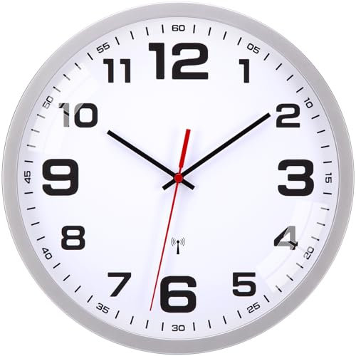 Warminn orologio da parete radiocontrollato moderno cucina (argento)