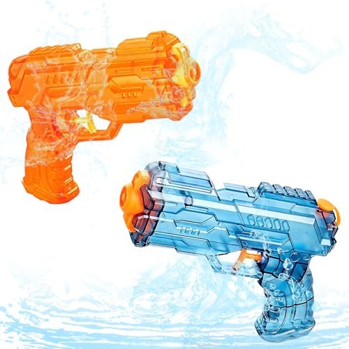 Pistola de Agua para Niños, 2 Piezas Pistolas de Water de Juguete para Niños, Juego de Pistolen Aguaa de Juguete Plástico para Verano Piscina Playas Exteriores Fiesta Juego