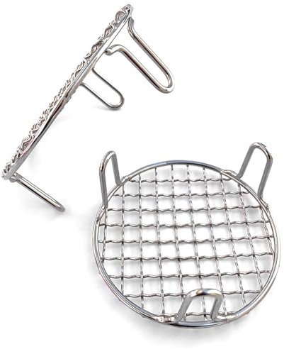 Grille de cuisson ronde en acier inoxydable avec pieds – Grille de barbecue robuste en 28 tailles, idéale pour le camping, le jardin et les barbecues d'extérieur, durable, facile d'entretien et avec