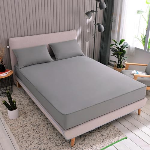 Protège-matelas à fermeture éclair de qualité supérieure - 120 x 200 + 20 cm - Gris - Housse de matelas double entièrement enveloppante - Imperméable, anti-acariens et anti-allergique - Idéal pour une