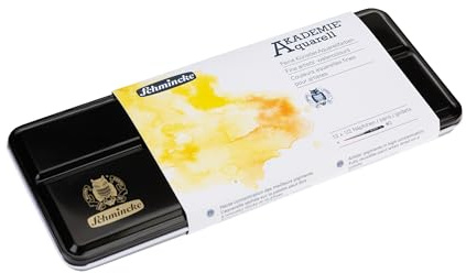 Schmincke – Akademie® AQUARELL, Metallkasten mit 12 halben Näpfchen, 75 776 097, Ink. Pinsel, ideales Einsteiger-Set mit feinen Aquarellfarben