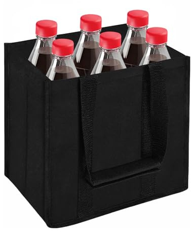 IPOW Porte Bouteille, Sacs pour Bouteilles avec 6 Compartiments, Weinflasche Tasche Réutilisable, Sac Porte-Bouteille de Vin Portable, Sac de Transport pour Bouteille de Vin (Oxford/Noir)