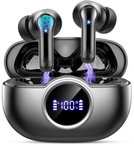 Wireless Earbuds, Bluetooth 5.4 Headphones in Ear with 4 ENC Mic, 2025 Wireless Headphones Noise Cancelling Ear Buds, Deep Bass Stereo Bluetooth Earphone 36H Playtime, IP7 Waterproof/LED Display/USB-C