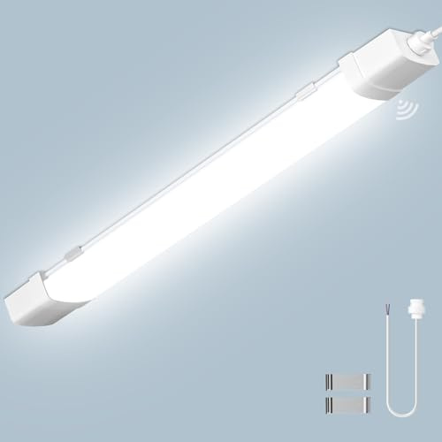wowspeed 90cm Reglette LED avec Détecteur de Mouvement, 30W 3200LM Neon LED, Blanc Froid 6500K, étanche IP65, Plafonnier pour Garage, Entrepôt, Atelier, Bureau - 1 Pièce