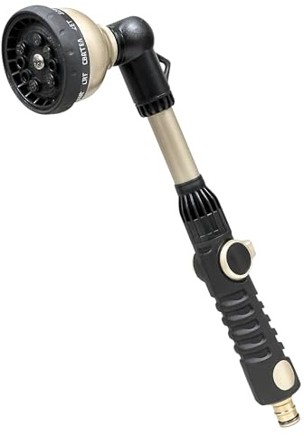 rainfactory Gießstab für Garten [10 Sprühmodi] Wasser-Brausestab, langer Aluminium Comfort-Stab | Gartenbrause mit Messingadapter für schnelle Befestigung | Multibrause für Blumendusche & Beete