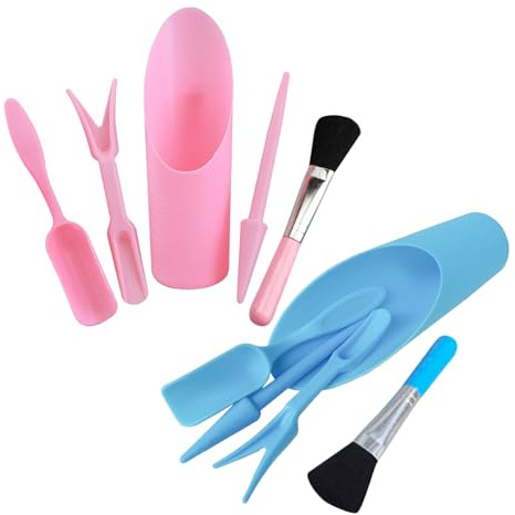Hemobllo 2 Juegos Kit de Herramientas para Jardinería con Pala Cepillo y Trasplantador Juego de Rosa y Azul para Suculentas Macetas y Terrarios Cuidado Delicado de Raíces y Limpieza Fácil