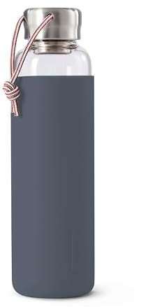 BLACK + BLUM - Bouteille d'Eau de Voyage en Verre Étanche et Légère avec Manchon de Protection - Hydratation Quotidienne - Ardoise - 600 ml