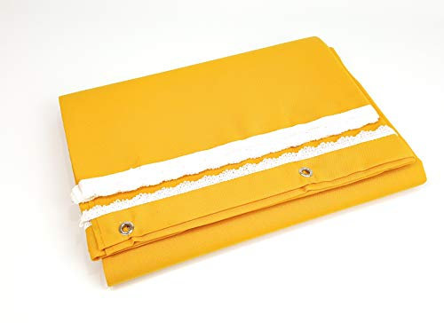 Viglietti Rideau de soleil à rayures pour balcon, véranda ou terrasse avec anneaux et crochets Tissu résistant pour extérieur 140 x 300 cm (jaune teinte unie col.203)