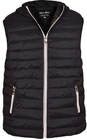 True Face Mens Gilet Sleeveless Body Warmer Quilted Padded Jacket Outdoor Waistcoat Top Black Large